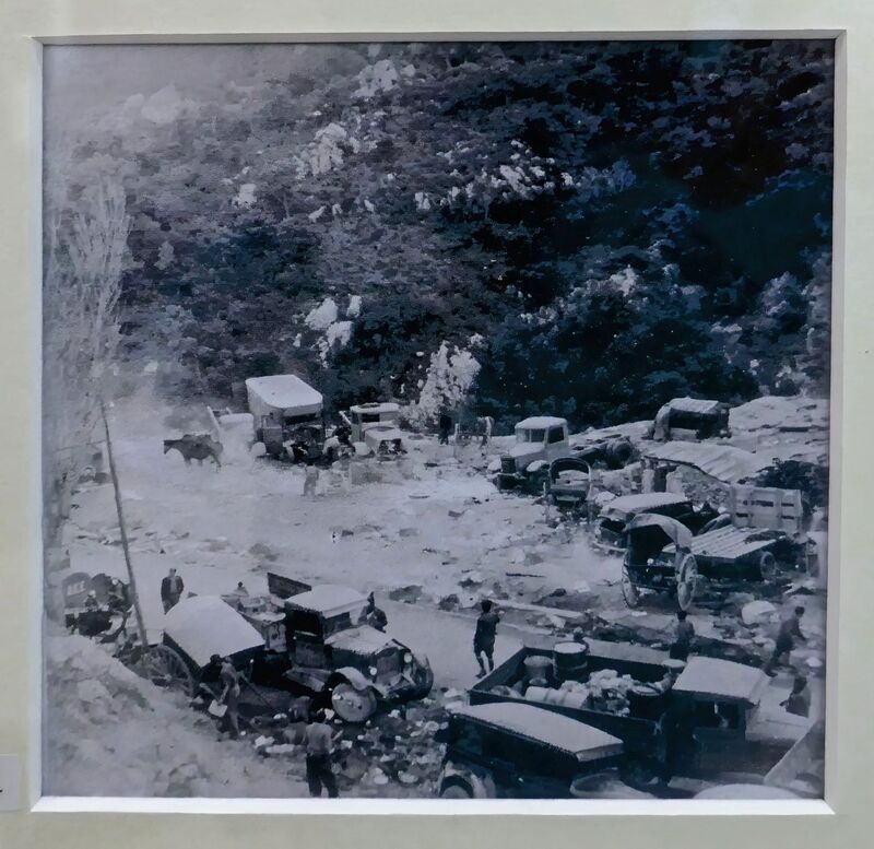 DC 22-0794-225.jpg :: Saga Douro River Cruise, Salamanca. Spain:  The Centro Documental de la Memoria Histórica (Documentary Centre of Historical Memory), also known as the General Archive of the Spanish Civil War. The image depicts Republican refugees fleeing to France through the Pyrenees Mountains in 1939, during the Spanish Civil War. The scene is part of an event known as \