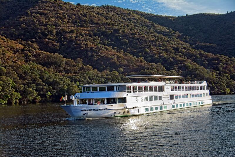 DC 22-0796-019.jpg :: Saga Douro River Cruise, Barca d'Alva to Pocinho, Portugal: The MS Infante Don Henriqu a Douro River cruiser. Built in 2003 and renovated in 2014. Builder, Meuse & Sambre Shipyard (Beez-Namur, Belgium). Operated by CroisiEurope Portugal. Sailing by Escalhão. Photo taken 01/09/2022