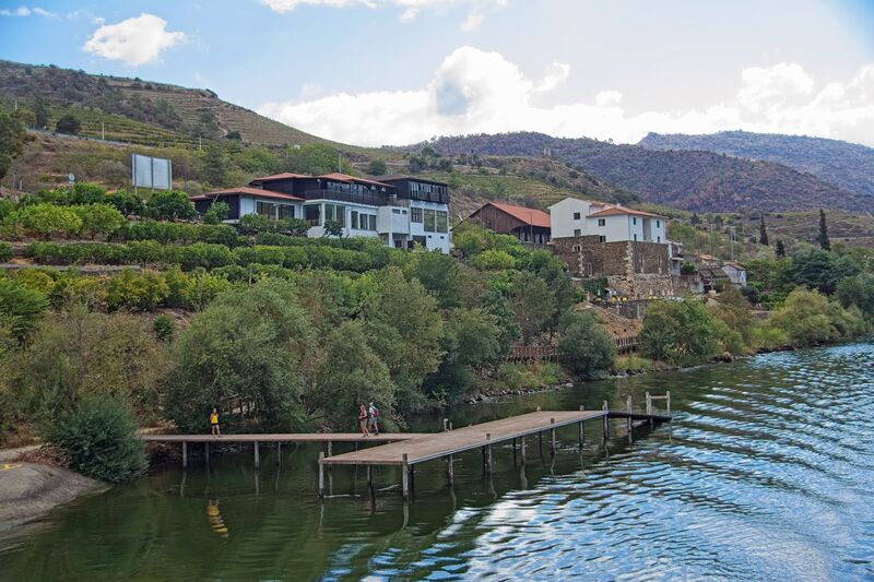 DC 22-0797-001.jpg :: Saga Douro River Cruise, Pocinho to Pinhao, River Douro: The MS Douro Spirit sailing passing Foz do Tua in the Castanheiro Region, along the Douro River, onward to Pinhao. Photo taken 02/09/2022