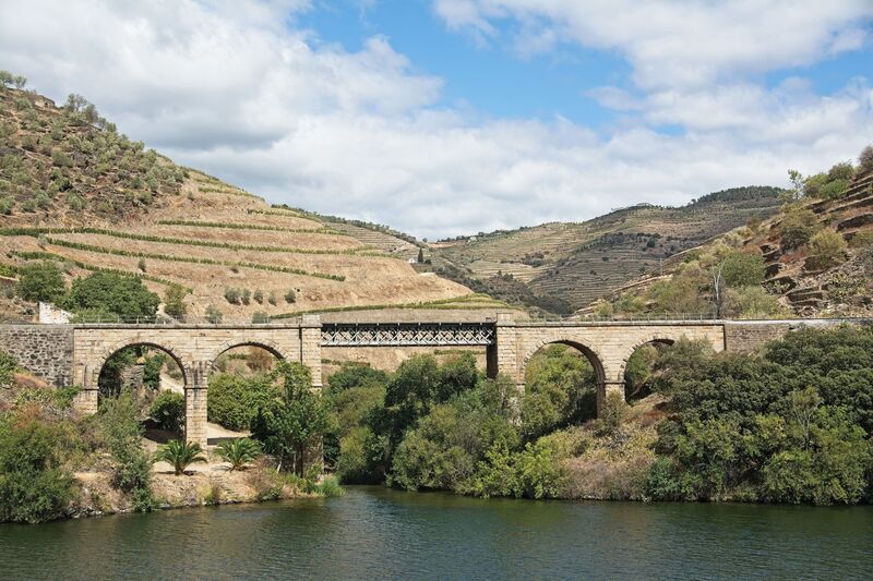 DC 22-0797-050.jpg :: Saga Douro River Cruise, Pocinho to Pinhao, River Douro: MS Douro Spirit passing the area of Castedo e Cotas on the River Douro. Single truss railway bridge. Photo taken 02/09/2022