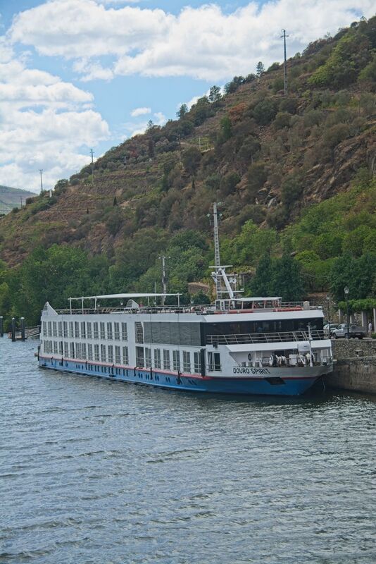 DC 22-0797-116.jpg :: Saga Douro River Cruise, Pocinho to Pinhao, River Douro: The MS Douro Spirit berthed at Sabrosa, Pinhao. The MS Douro Spirit is a 2011-built, 130-passenger river cruise ship operating on the Douro River in Portugal. Builder, WestSEA Shipyard (Viana do Castelo, Portugal). Photo taken 02/09/2022