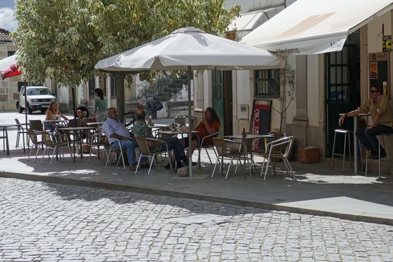 DC 22-0808-020.jpg :: Saga Douro River Cruise, Favaios:  Cafe culture in Rua Direita in the charming village of Favaios. Photo taken 02/09/2022