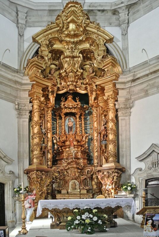 DC 22-0810-013.jpg :: Saga Douro River Cruise, Santuario de Nossa Senhora dos Remedios and Regua:  Ornate interior of the Santuário de Nossa Senhora dos Remédios (Sanctuary of Our Lady of Remedies) in Lamego, Portugal. The sanctuary is a significant pilgrimage site and considered an important part of Portuguese heritage. The interior features a richly carved, gilded altar, which is considered a work of art. The overall architectural style is Baroque. Photo taken 03/09/2022