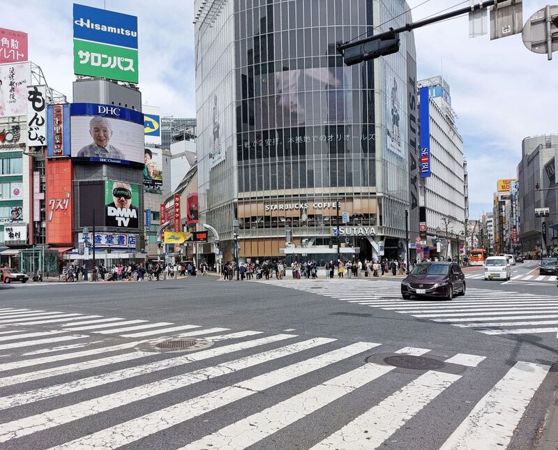 DC 23-0677-040.jpg :: Iglu Tour, Ultimate Japan & Cherry Blossom: Tokyo, Japan. The most famous pedestrian crossing in Tokyo is the Shibuya Crossing, also known as the Shibuya Scramble Crossing. It's the world's busiest pedestrian crossing, with thousands of people crossing simultaneously when the lights turn red for cars. This iconic landmark is located in front of Shibuya Station's Hachiko exit and is a must-see for any visitor to Tokyo. Photo taken 31/03/2023