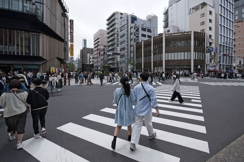 DC 23-0677-059.jpg :: Iglu Tour, Ultimate Japan & Cherry Blossom: Tokyo, Japan. The most famous pedestrian crossing in Tokyo is the Shibuya Crossing, also known as the Shibuya Scramble Crossing. It's the world's busiest pedestrian crossing, with thousands of people crossing simultaneously when the lights turn red for cars. This iconic landmark is located in front of Shibuya Station's Hachiko exit and is a must-see for any visitor to Tokyo. Photo taken 31/03/2023