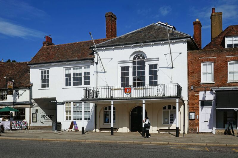 DC 24-0736-043.jpg :: Tenterden, Kent: Tenterden Town Hall. A historic High Street building dating from 1790 and serves as the meeting place for Tenterden Town Council. It features a Georgian Assembly Room with a stage and Juliet balcony overlooking the High Street. Photo taken 04/09/2024