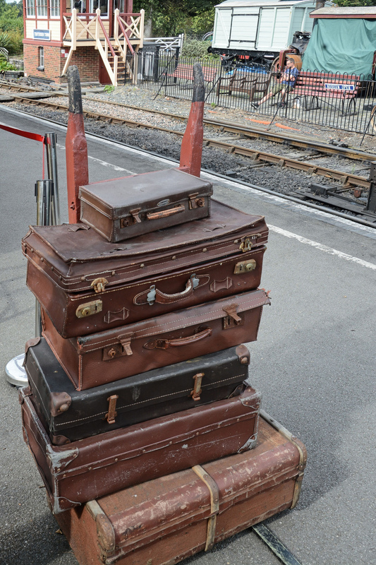 DC 24-0737-007.jpg :: Kent and East Sussex Railway: Tenterden Town Railway Station. Vintage travel cases on platform. Photo taken 04-09-2024