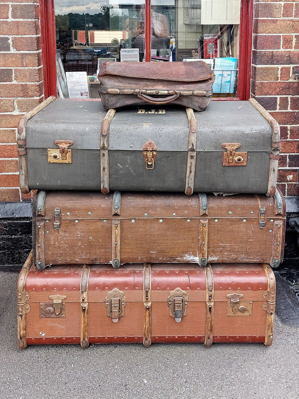 DC 24-0737-008.jpg :: Kent and East Sussex Railway: Tenterden Town Railway Station. Vintage travel cases on platform. Photo taken 04-09-2024