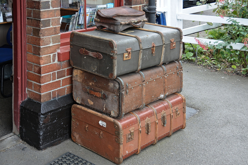 DC 24-0737-009.jpg :: Kent and East Sussex Railway: Tenterden Town Railway Station. Vintage travel cases on platform. Photo taken 04-09-2024