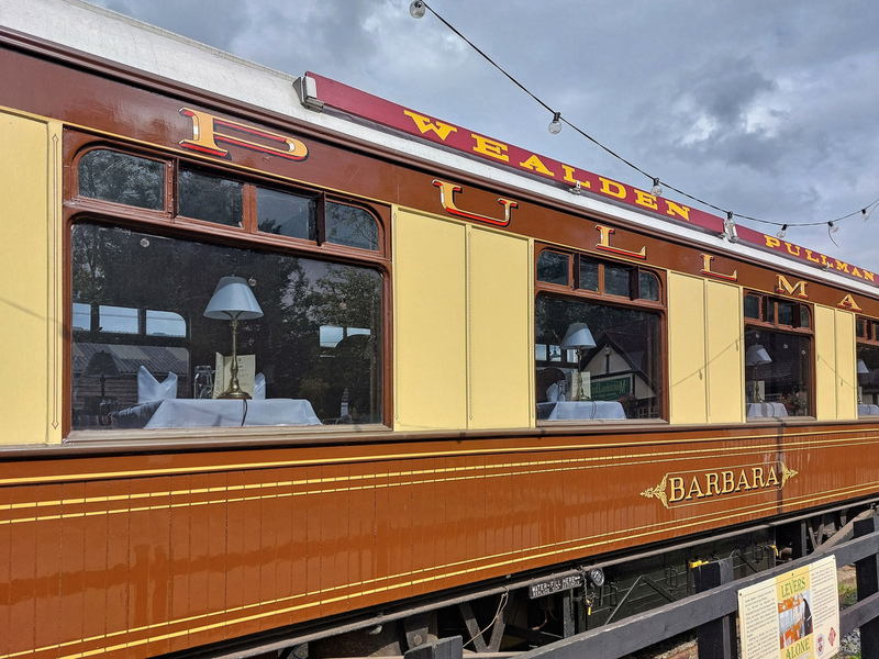 DC 24-0737-010.jpg :: Kent and East Sussex Railway: Tenterden Town Railway Station. Pullman carriage Barbara, First Class Kitchen Car. Photo taken 04-09-2024