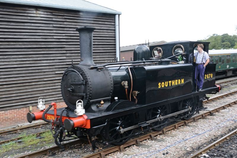 DC 24-0737-022.jpg :: Kent and East Sussex Railway: Tenterden Town Railway Station. Steam locomotive 2678 Southern at Kent & East Sussex Railway 27/04/2025 2678 is is an A1X “Terrier” Class 0-6-0 tank engine built in 1880 by the London, Brighton & South Coast Railway and then known as No. 78 “Knowle”. As No 78, the locomotive entered service on 23 July 1880. Between that date and the formation of the Southern Railway in 1923, \