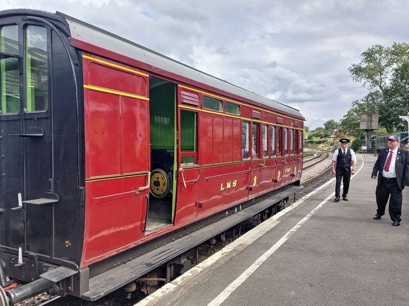 DC 24-0737-031.jpg :: Kent and East Sussex Railway: Tenterden Town Railway Station. Carriage 27687. K&ESR No. 67, LMS \