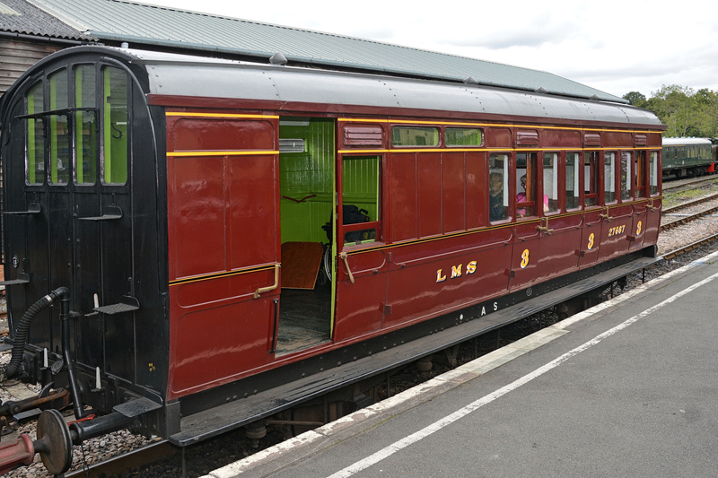 DC 24-0737-032.jpg :: Kent and East Sussex Railway: Tenterden Town Railway Station. Carriage 27687. K&ESR No. 67, LMS \