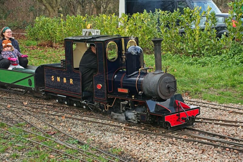 DC 24-0738-004.jpg :: Swanley New Barn Railway, Swanley Park Kent: Sir Goss - 2-4-0T: This is a long standing main-stay of the main steam locomotive fleet. It is occasionally seen at the Moors Valley Railway. It returned to service in 2021 wearing a blue livery, having been rebuilt by Moors Valley Railway locomotive works. Photo taken 01/01/2024