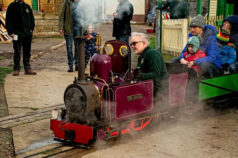 DC 24-0738-016.jpg :: Swanley New Barn Railway, Swanley Park Kent: Mrs. Darling - a Tinkerbell based design, 0-4-2T: Based on Tinkerbell of the Moors Valley railway. Entered service August 2017. Built by P. Jackson. Photo taken 01/01/2024