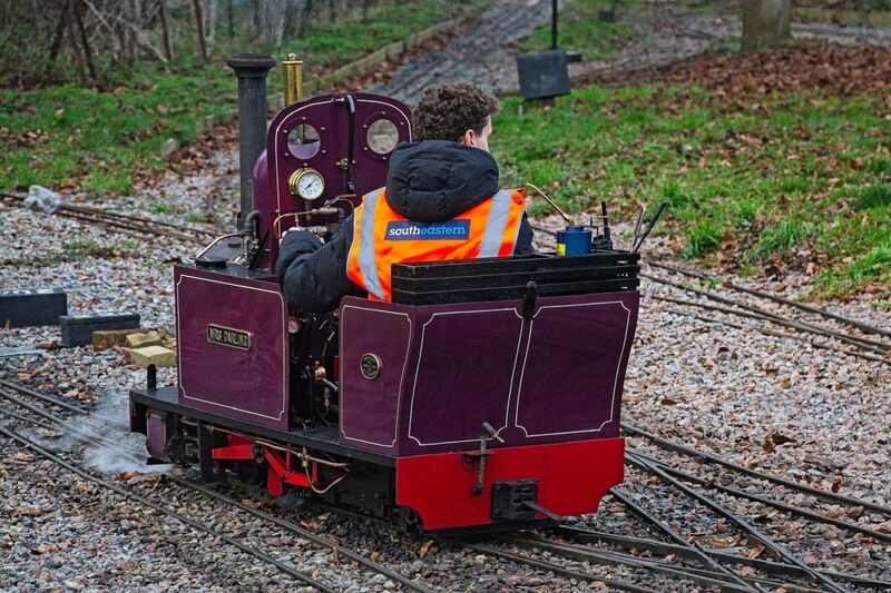 DC 24-0738-021.jpg :: Swanley New Barn Railway, Swanley Park Kent: Mrs. Darling - a Tinkerbell based design, 0-4-2T: Based on Tinkerbell of the Moors Valley railway. Entered service August 2017. Built by P. Jackson. Photo taken 01/01/2024