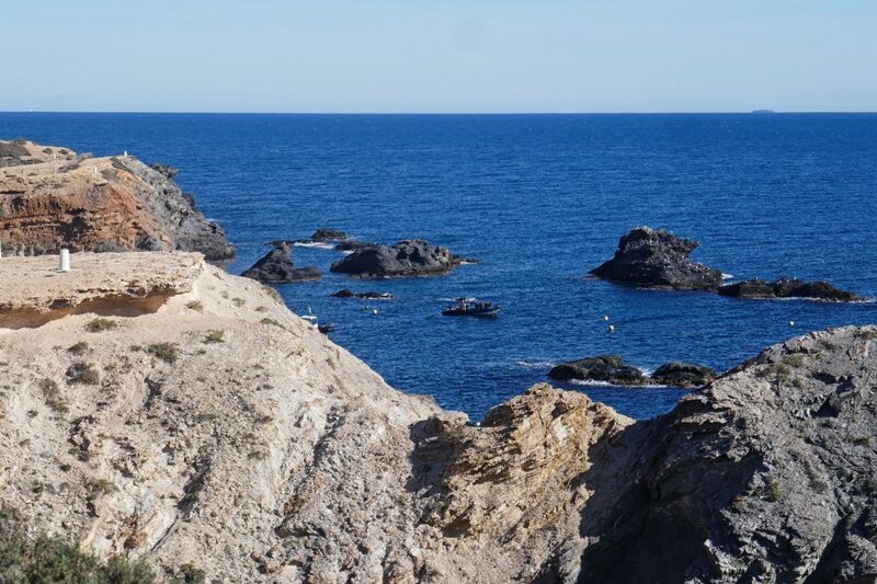 DC 24-0764-013.jpg :: Cabo de Palos, La Manga, Spain: Cabo de Palos is a cape in the Spanish municipality of Cartagena, in the region of Murcia. It is part of a small range of volcanic mounts that form a small peninsula. The Mediterranean islands of Grosa and the group known as the Hormigas Islands are part of this range, as well as the islands in the Mar Menor (“Little Sea”). The name Palos is derived from the Latin word palus, meaning ‘lagoon’, a reference to the Mar Menor. Photo taken 06/12/2024