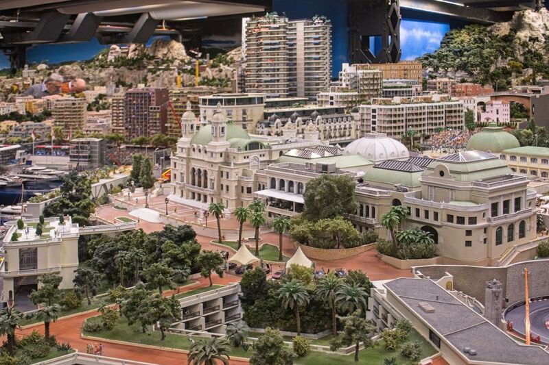 DC 25-0767-034.jpg :: Miniatur Wunderland Hamburg, Germany: The Miniatur Wunderland is, according to Guinness World Records, the largest model railway system in the world. It is located at the historic Speicherstadt in Hamburg and is one of the most popular and most visited sights in Germany. The exhibition includes around 1,230 digitally controlled trains with more than 12,000 wagons. The Wonderland is also designed with around 4,300 houses and bridges, more than 10,000 vehicles – of which around 350 drive independently on the installation – 47 airplanes and around 290,000 figures. The system features a recurring day-night lighting cycle and almost 500,000 built-in LED lights. Of the 7,000 m2 (75,347 sq ft) of floorspace, the models occupy 1,545 m2 (16,630 sq ft). P.s. Part of the Monaco section of the exhibition, The rear of the Casino de Monte-Carlo. Photo taken 20/01/2025