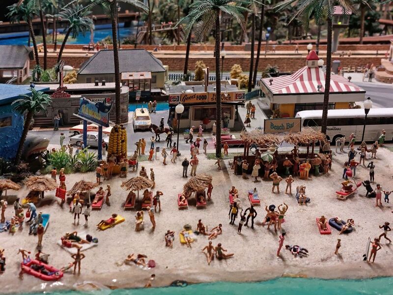 DC 25-0767-124.jpg :: Miniatur Wunderland Hamburg, Germany: The Miniatur Wunderland is, according to Guinness World Records, the largest model railway system in the world. It is located at the historic Speicherstadt in Hamburg and is one of the most popular and most visited sights in Germany. The exhibition includes around 1,230 digitally controlled trains with more than 12,000 wagons. The Wonderland is also designed with around 4,300 houses and bridges, more than 10,000 vehicles – of which around 350 drive independently on the installation – 47 airplanes and around 290,000 figures. The system features a recurring day-night lighting cycle and almost 500,000 built-in LED lights. Of the 7,000 m2 (75,347 sq ft) of floorspace, the models occupy 1,545 m2 (16,630 sq ft). P.s. Part of the USA section of the exhibition. Miami's, South Beach. Photo taken 20/01/2025