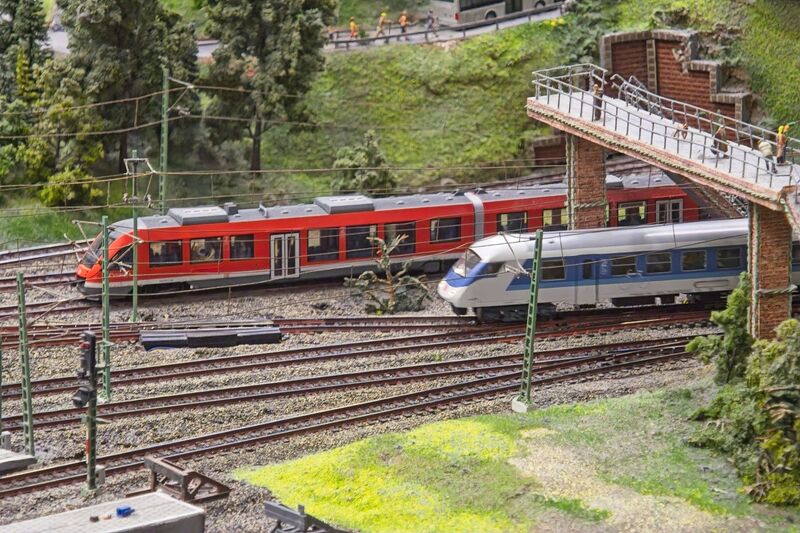 DC 25-0767-143.jpg :: Miniatur Wunderland Hamburg, Germany: The Miniatur Wunderland is, according to Guinness World Records, the largest model railway system in the world. It is located at the historic Speicherstadt in Hamburg and is one of the most popular and most visited sights in Germany. The exhibition includes around 1,230 digitally controlled trains with more than 12,000 wagons. The Wonderland is also designed with around 4,300 houses and bridges, more than 10,000 vehicles – of which around 350 drive independently on the installation – 47 airplanes and around 290,000 figures. The system features a recurring day-night lighting cycle and almost 500,000 built-in LED lights. Of the 7,000 m2 (75,347 sq ft) of floorspace, the models occupy 1,545 m2 (16,630 sq ft). P.s. Part of the Germany section of the exhibition. Altona, Hamburg. Photo taken 20/01/2025.