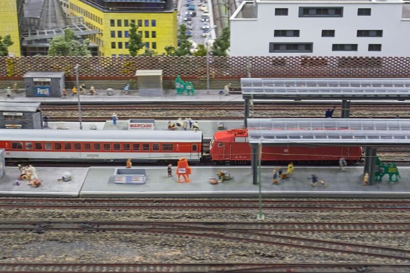 DC 25-0767-154.jpg :: Miniatur Wunderland Hamburg, Germany: The Miniatur Wunderland is, according to Guinness World Records, the largest model railway system in the world. It is located at the historic Speicherstadt in Hamburg and is one of the most popular and most visited sights in Germany. The exhibition includes around 1,230 digitally controlled trains with more than 12,000 wagons. The Wonderland is also designed with around 4,300 houses and bridges, more than 10,000 vehicles – of which around 350 drive independently on the installation – 47 airplanes and around 290,000 figures. The system features a recurring day-night lighting cycle and almost 500,000 built-in LED lights. Of the 7,000 m2 (75,347 sq ft) of floorspace, the models occupy 1,545 m2 (16,630 sq ft). P.s. Part of the Germany section of the exhibition. P.s. Altona area of Hamburg. Photo taken 20/01/2025.