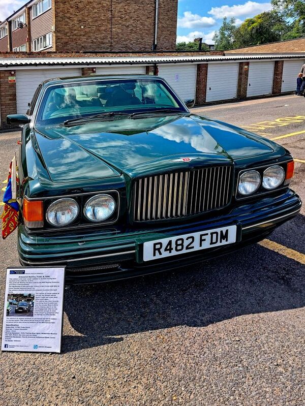 DC 25-0777-038.jpg :: Marlow House, Sidcup, Historic Police Cars Display: A Met Police 1997 Bentley Turbo TBO. Part of the Metropolitan Police Historic Vehicle Collection. This vehicle is the most recent addition to the fleet having been donated to the collection in 2012. This particular Bentley has been used by the MPS Royalty Protection unit since it was purchased. The significance of this particular vehicle is that it was used daily as Prince Charles Armoured escort car. This vehicle is heavily armoured and equipped to protect the Royal Family. The vehicle is armour plated all around top bottom and all doors It also has 4-inch-thick bullet proof glass. Reg No. R482 FDM. Photo taken 08-06-2025