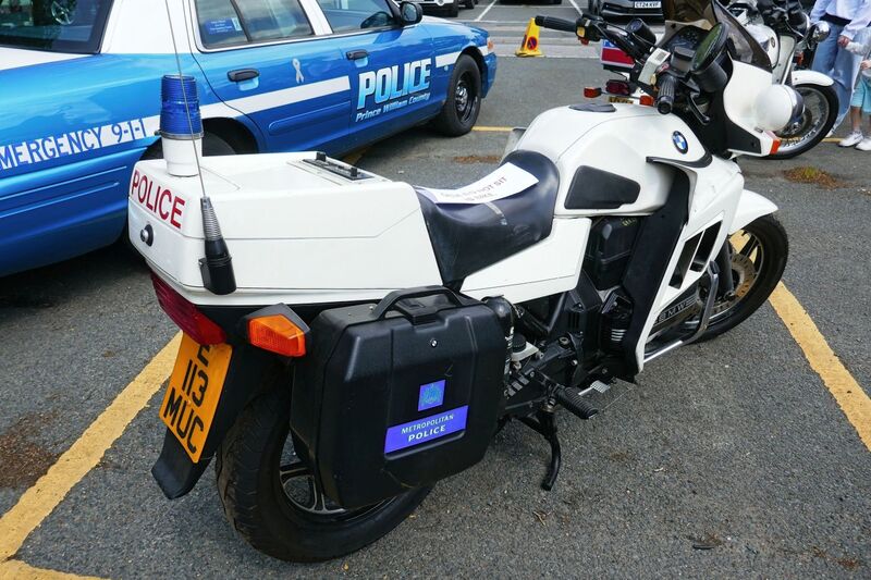 DC 25-0777-075.jpg :: Marlow House, Sidcup, Historic Police Cars Display: 1988 BMW K100 Special Escort Group (SEG). Escort duties for Royalty and dignitaries. Part of the Metropolitan Police Historic Vehicle Collection. Reg No. E113 MUC. Photo taken 08-06-2025