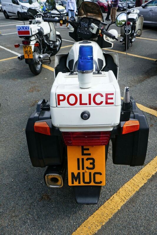 DC 25-0777-076.jpg :: Marlow House, Sidcup, Historic Police Cars Display: 1988 BMW K100 Special Escort Group (SEG). Escort duties for Royalty and dignitaries. Part of the Metropolitan Police Historic Vehicle Collection. Reg No. E113 MUC. Photo taken 08-06-2025