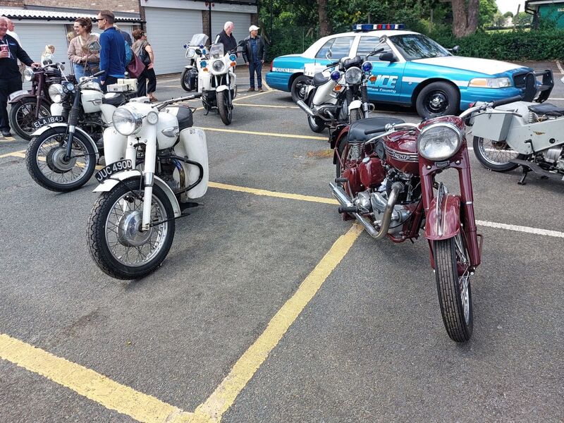 DC 25-0777-082.jpg :: Marlow House, Sidcup, Historic Police Cars Display:  Met Police motorcycles. Part of the Metropolitan Police Historic Vehicle Collection. Photo taken 08-06-2025