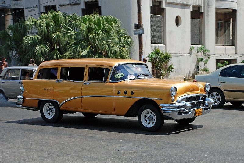 DC 11-0240-060.jpg :: 2011 - Cuban Classic Cars - 1955 Buick Special Series 40 Model 49 4-door Station Wagon. Seen outside the Hotel Tryp Habana Libre in Havana.. Reg No. HGA 203 on a yellow Cuban plate. 26/05/2011  
