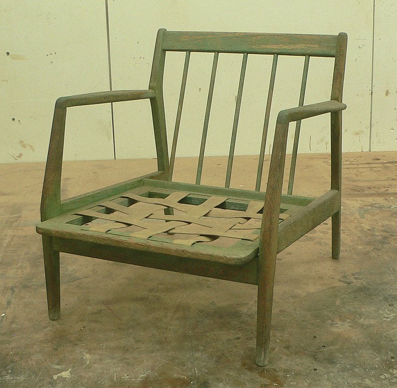 Mid Century oak armchair. One of two. Custom finished.jpg