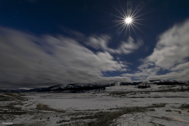 Lamar Valley Moonset at Nautical Dawn.jpg :: The nautical dawn in Lamar Valley, Yellowstone Wyoming.
At 6:43 in the morning as the sun first cracks the horizon, the moon is still lighting up the valley with an array of stars filling the sky.