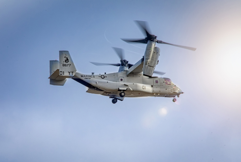 Osprey Flying in clouds 018A.jpg :: San Diego Ca/USA - 06/16/2020:United States Marine Corps Osprey Aircraft flying at Camp Pendleton