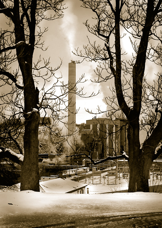 BW - Mead-Westvaco.jpg :: This shot of the Mead-Westvaco paper mill in Covington, VA has \