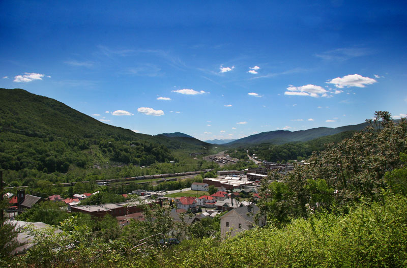 CF Blue Sky.jpg :: The Town of Clifton Forge from Pine St. & Upton during the Summer of 2009.