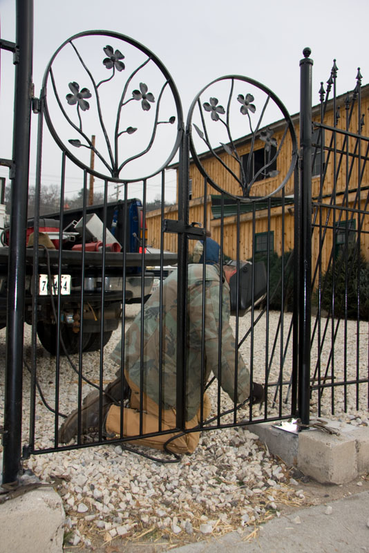 CFHS_0040.jpg :: Custom designed and hand-crafted gate by Glen Bryant for J.J. Contracting in Clifton Forge, VA. Winter 2008.