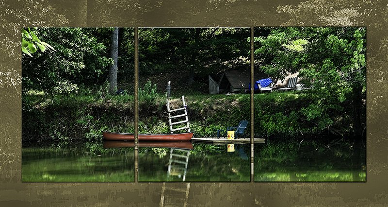 Canoe Triptych1.jpg :: Red canoeat Jordan's Point in Lexington, VA.