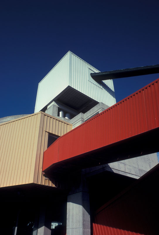 Color and Shape.jpg :: I loved the colors, shape and leading lines in this shot. These buildings are in Santa Barbara, CA, I think on the Univ of SB campus. More bright sunshine mixed with dark shadows and primary colors -- another must shoot situation!