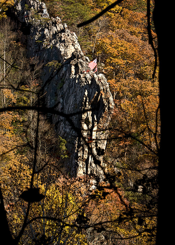 Flag on Rock - FX.jpg :: On Rte 220 between Clifton Forge and Iron Gate is an area known as \