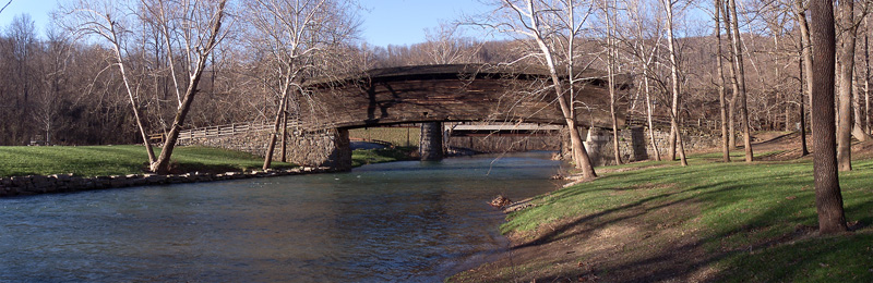 Humpback Bridge - Pano .21.jpg :: This is a four shot pano taken from the far side of the stream. Panos are awkward to print and frame because of the length to width ratio. But they make great bookmarks and wrap nicely around a coffee mug.