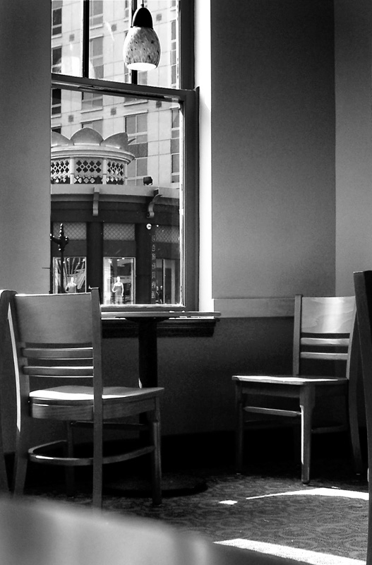 Starbucks - DC.jpg :: Sat in the Starbucks in Chinatown, Washington, DC one AM in 2007 when I took this shot. Like the solitude of the image - seemed lonely and sad.