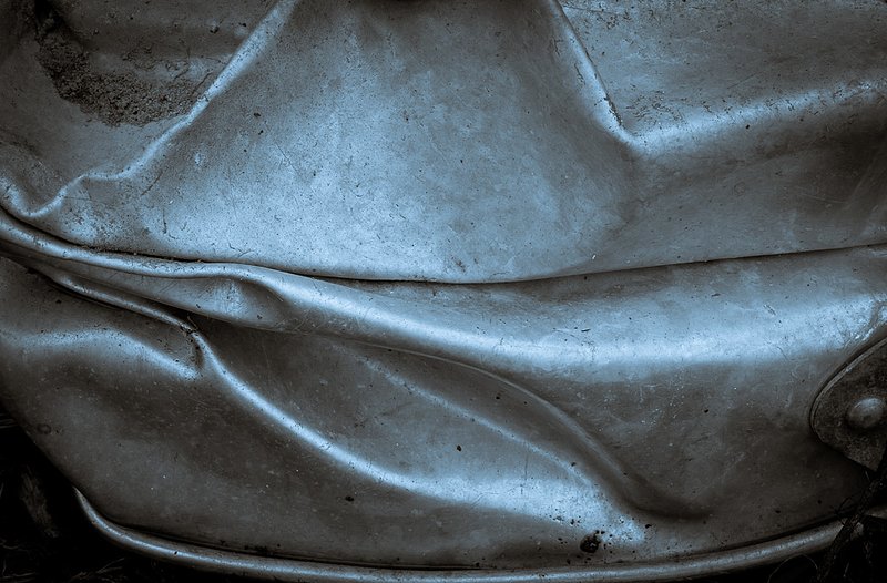 Bucket Abstract-1_0017.jpg :: Took these shots a few days before the still life workshop in Lexington as a warm up. Found the bucket I had crushed with the tractor last winter and was taken by the lines and shadows. Still not sure which way the images look best.