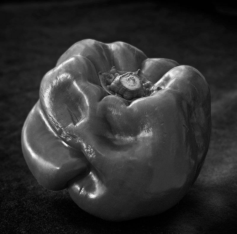 Green Pepper - BW.jpg :: Love green peppers in B&W ever since reading Edward Weston's Day Books. This is on of my best (I don't shoot them often) but I'm going to add more.