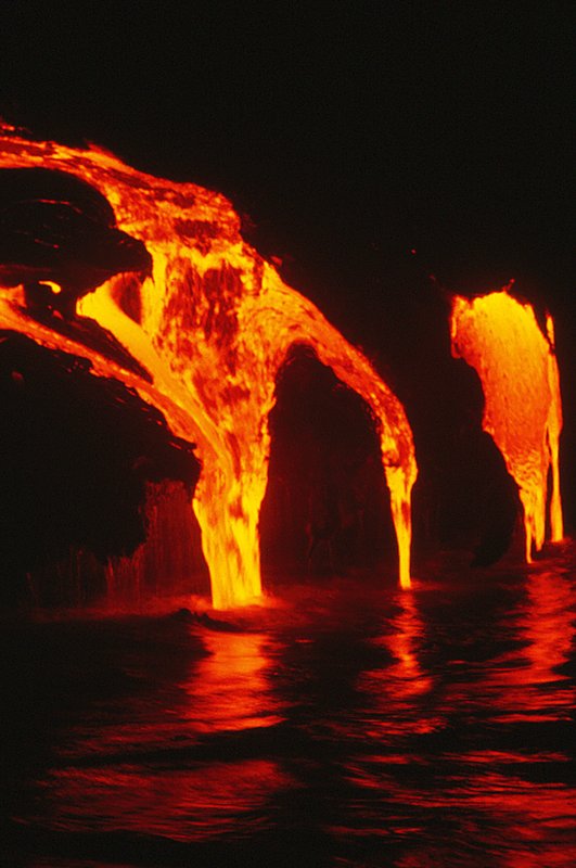 Lava Flowing into the Ocean Volcanoes National Park Hawaii (VL-0313).jpg