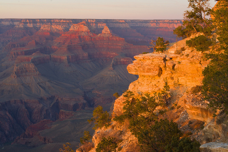 Sunset Lit Cliff South Rim Grand Canyon NP IMGP6984ac.jpg :: Sunset Lit Cliff South Rim Grand Canyon NP IMGP6984ac