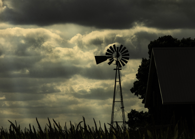 159WindmillColes_Redframe.jpg :: Windmill in Coles County, Illinois