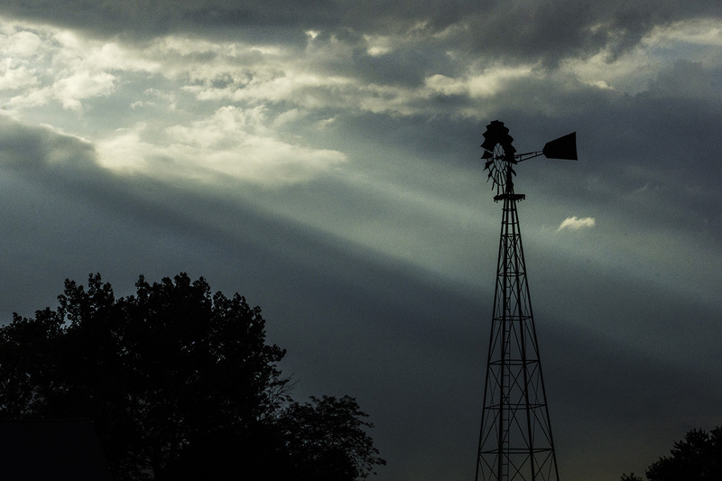 198WindmillRedframe.jpg :: Windmill in Champaign County, Illinois
