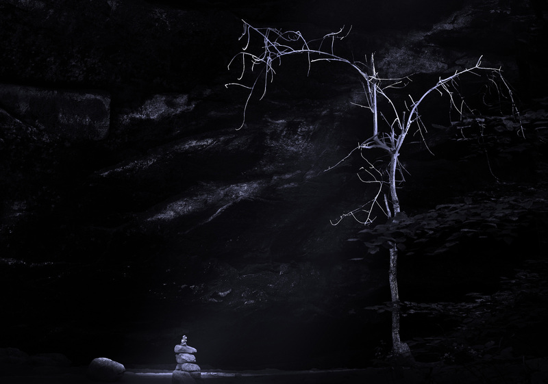 HockingHillsTreeRedframe.jpg :: Sunlight Enters Ash Cave, Hocking Hills