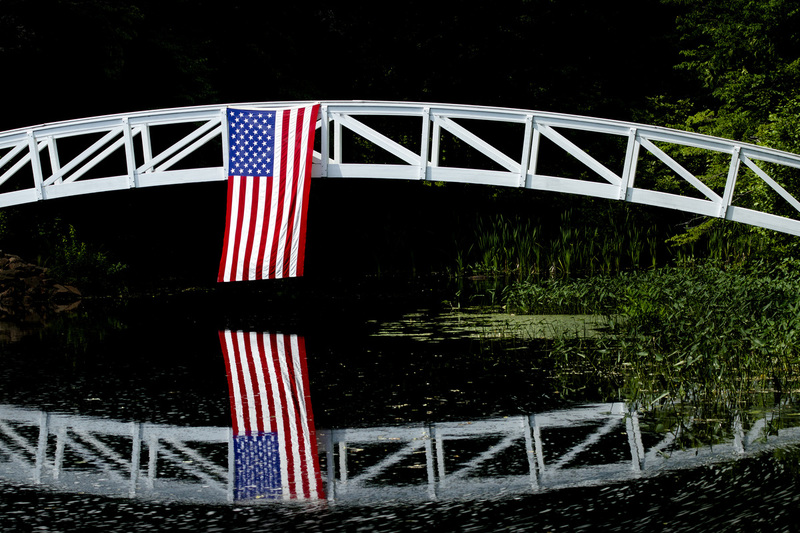 MaineFlagBridge.jpg :: Wood Footbridge near Arcadia National Park, Maine