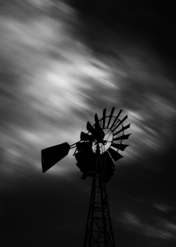 MonticelloWindmill2_Redframe.jpg :: A Windmill and Clouds, Piatt County, Illinois